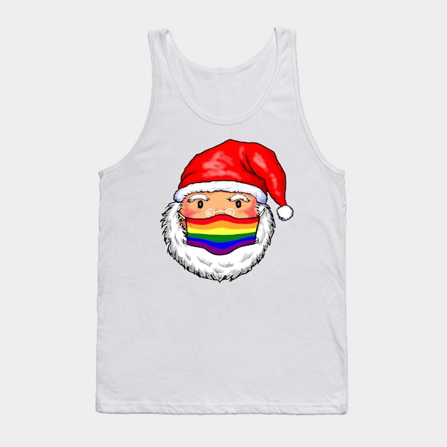 Santa Claus Gay Rainbow Face Mask Tank Top by Nalidsa